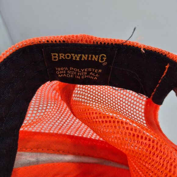Browning Hunter Orange Realtree Camo Meshback Trucker Hat Cap Buckmark Logo..... - Picture 2 of 8